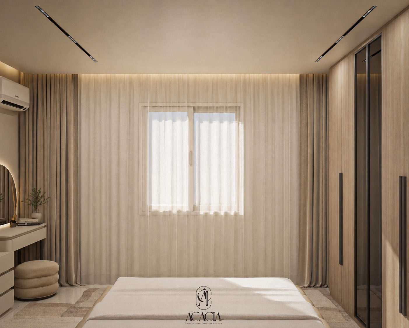 Hacienda Apartment bedroom curtain wall