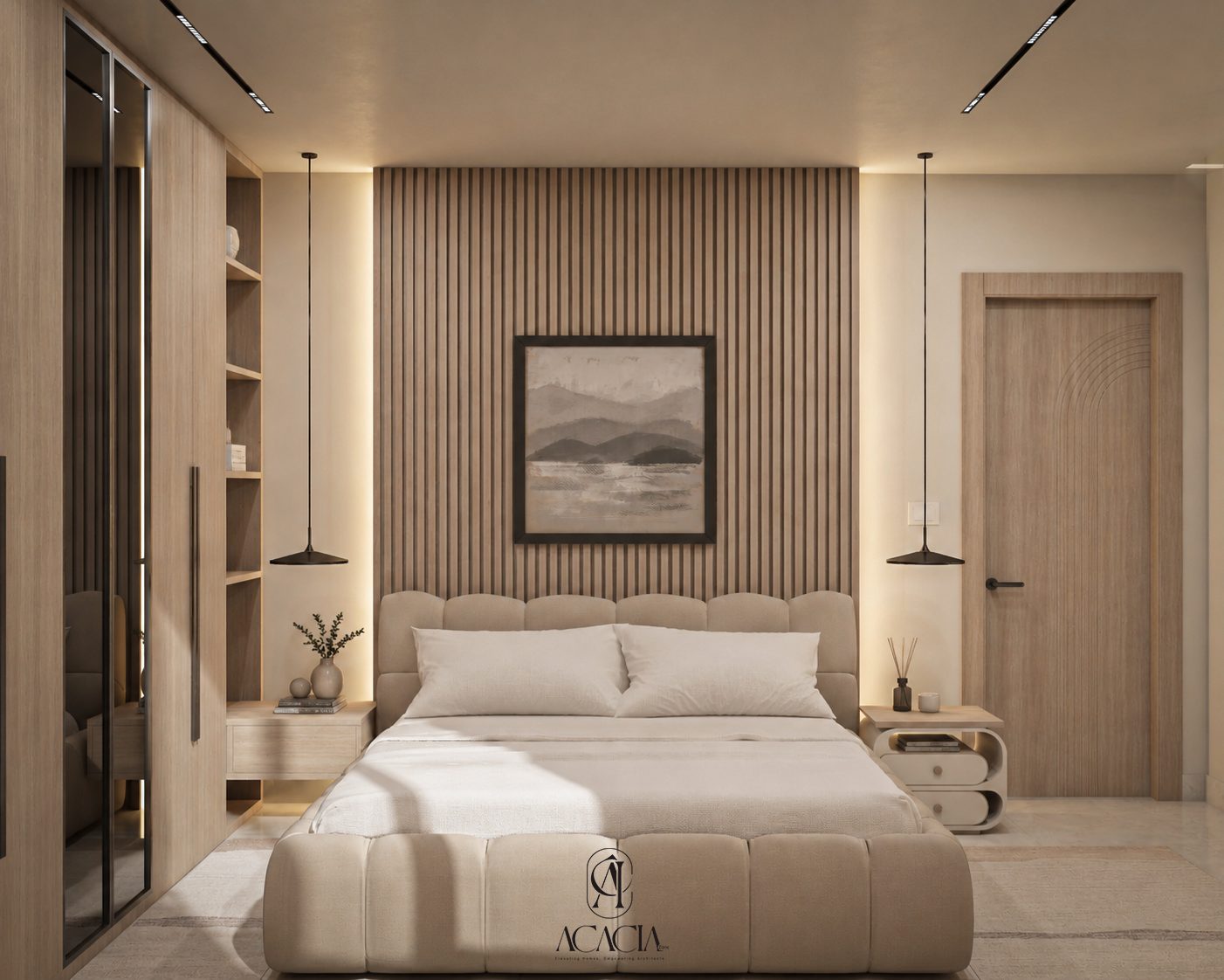 Hacienda Apartment bedroom headboard wall