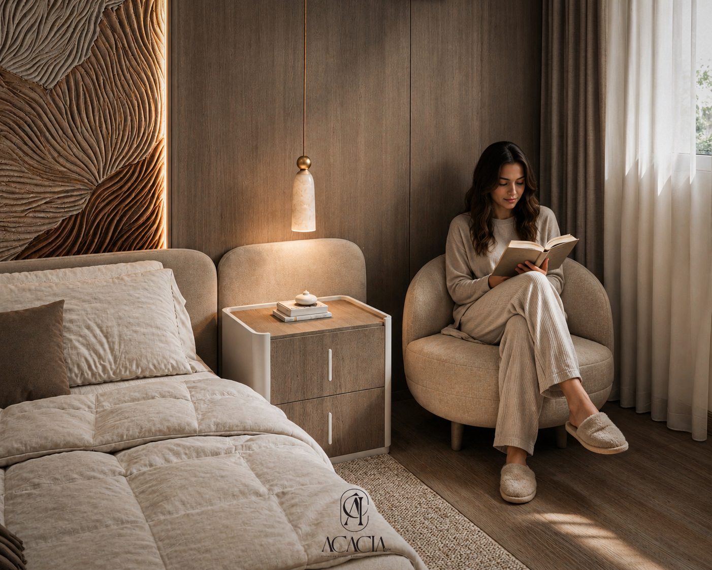 Wisal Apartment master bedroom by Acacia Zone