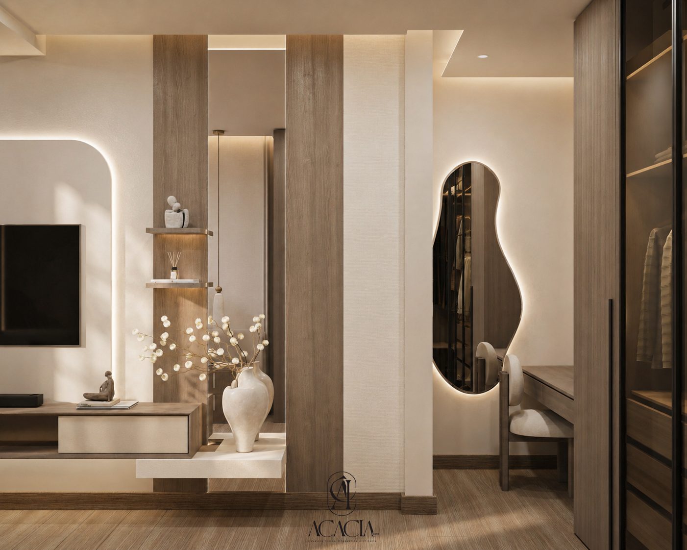 Wisal Apartment master closet and vanity